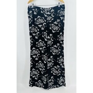 Women's Sz L Merona Wide Leg Floral Elastic Waist Flowy Pants Beach Boho AA25‎